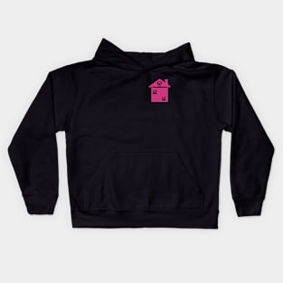 Pink House pixel art Kids Hoodie